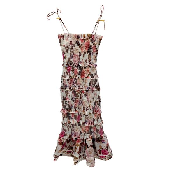 V. Chapman 2 Geranium Rose Smocked Ruffle Floral Maxi Dress - Picture 5 of 7